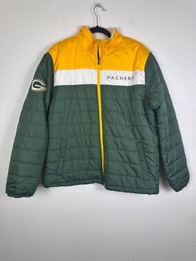 Green Bay Packers NFL Men's Jacket Size L Green Yellow White